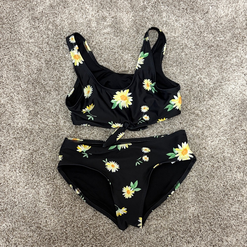 Girls Old Navy Floral Black Bikini Set